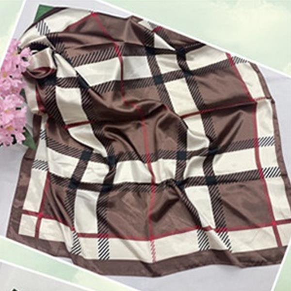 CHECK SILKY NECK SCARF