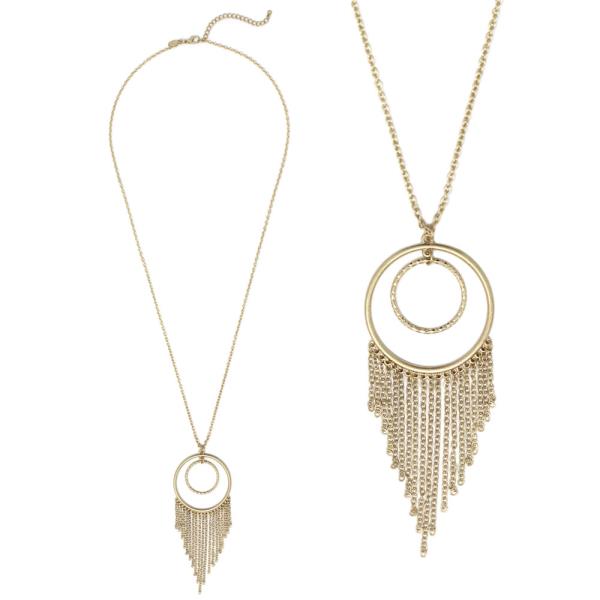 DUO CIRCLE PENDANT WITH CHAIN  TASSEL LONG NK