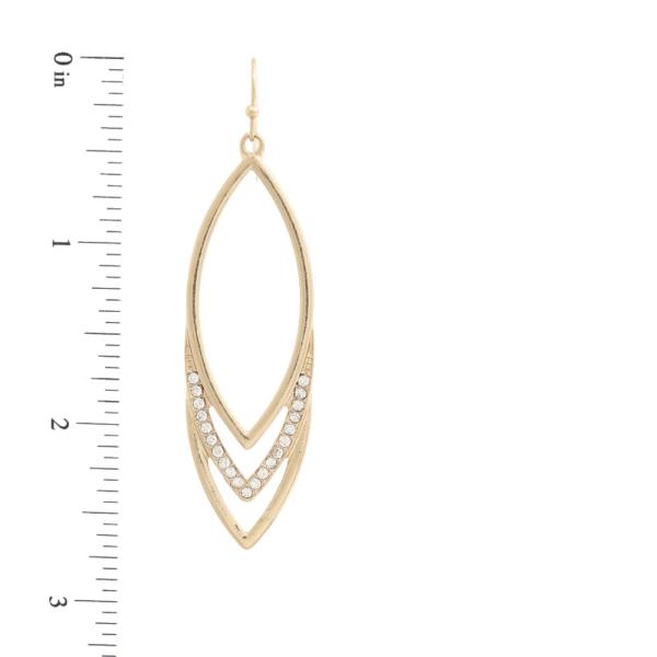 POINTED OVAL METAL DANGLE EARRING