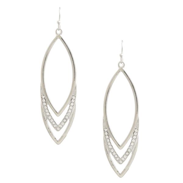 POINTED OVAL METAL DANGLE EARRING