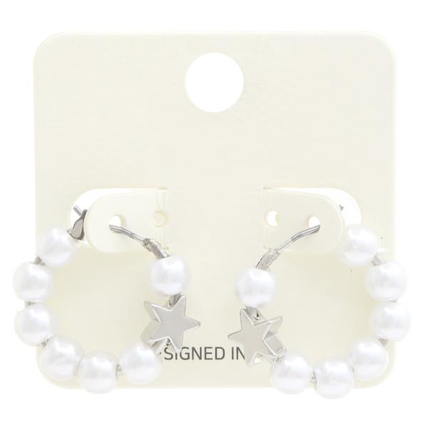 STAR PEARL BEAD HOOP EARRING