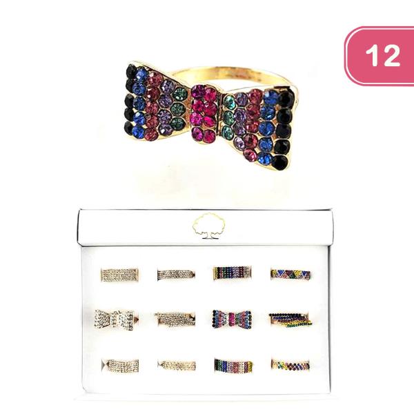 FASHION BOW RHINESTONE RING (12UNITS)