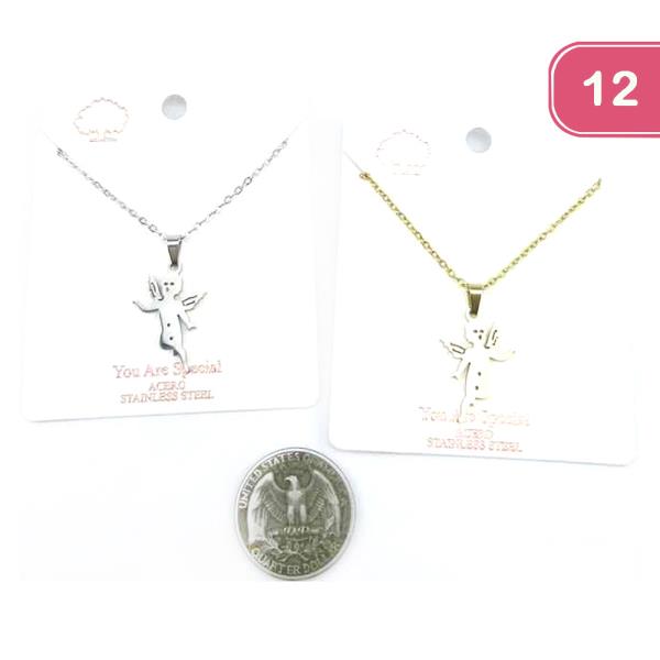 FASHION FAIRY STAINLESS STEEL PENDANT NECKLACE (12UNITS)