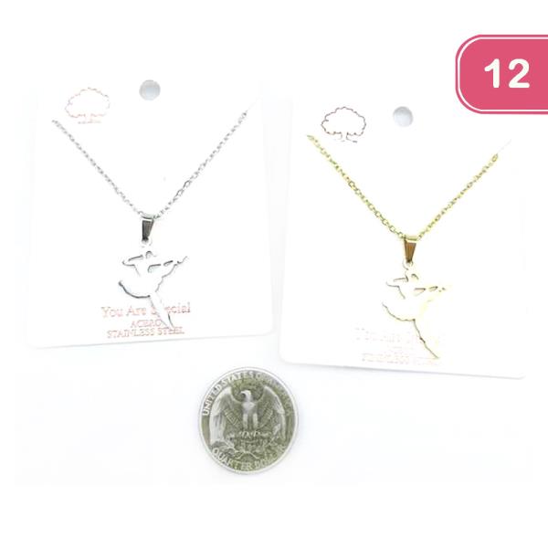 FASHION BALLERINA STAINLESS STEEL PENDANT NECKLACE (12UNITS)