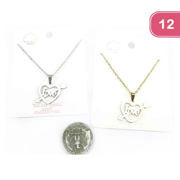 FASHION LOVE STAINLESS STEEL NECKLACE (12UNITS)
