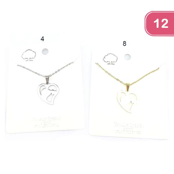 FASHION HEART STAINLESS STEEL NECKLACE (12 UNITS)