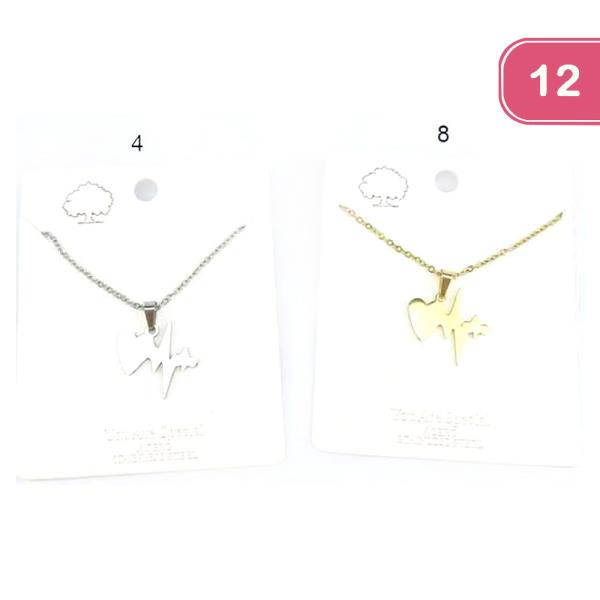 FASHION HEARTBEAT STAINLESS STEEL NECKLACE(12 UNITS)
