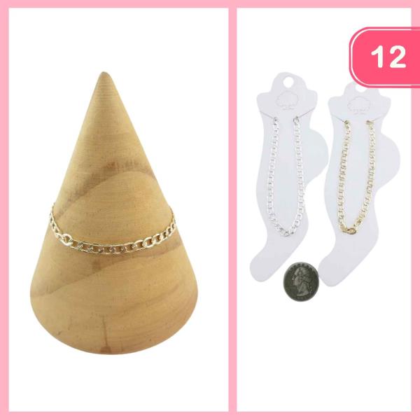 METAL CHAIN LINK ANKLET (12 UNITS)