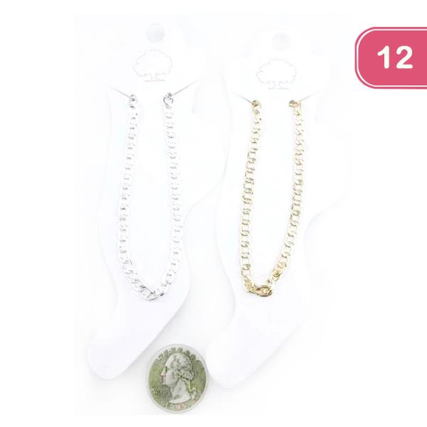 METAL CHAIN LINK ANKLET (12 UNITS)