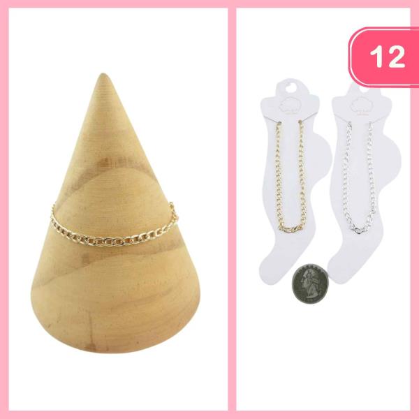 METAL CHAIN LINK ANKLET (12 UNITS)