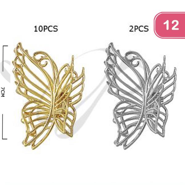 FASHION BUTTERFLY HAIR CLIPS (12 UNITS)