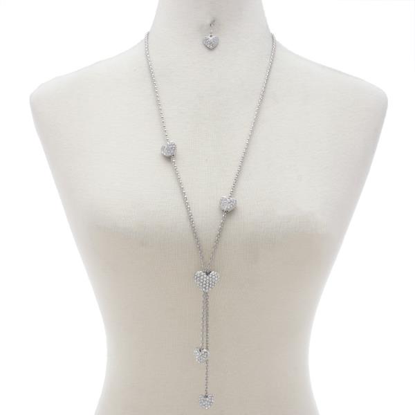 HEART CHARM Y SHAPE METAL NECKLACE