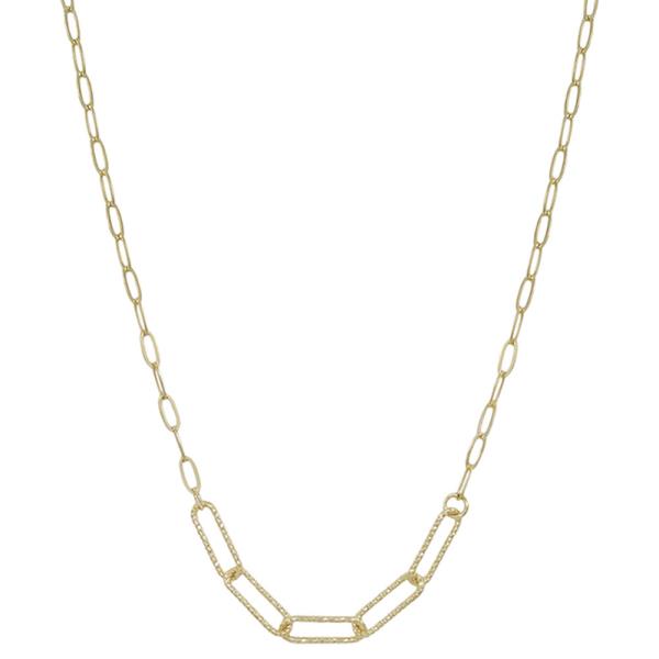 TEXTURED CLIP CHAIN ACCENT SHORT NECKLACE