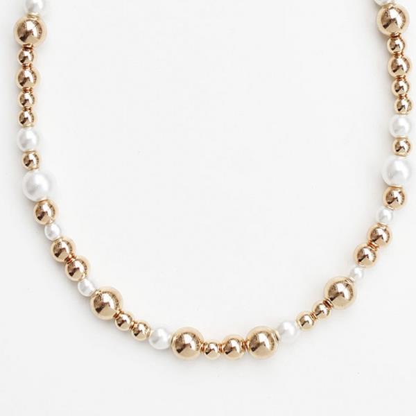 METAL PEARL BEAD NECKLACE