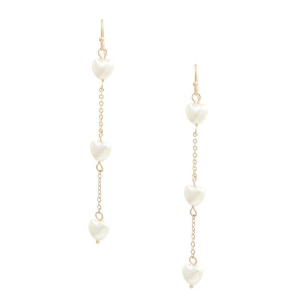 HEART PEARL BEAD DANGLE EARRING