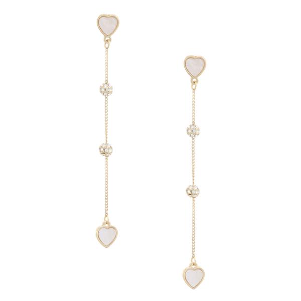 HEART RHINESTONE BALL DANGLE EARRING