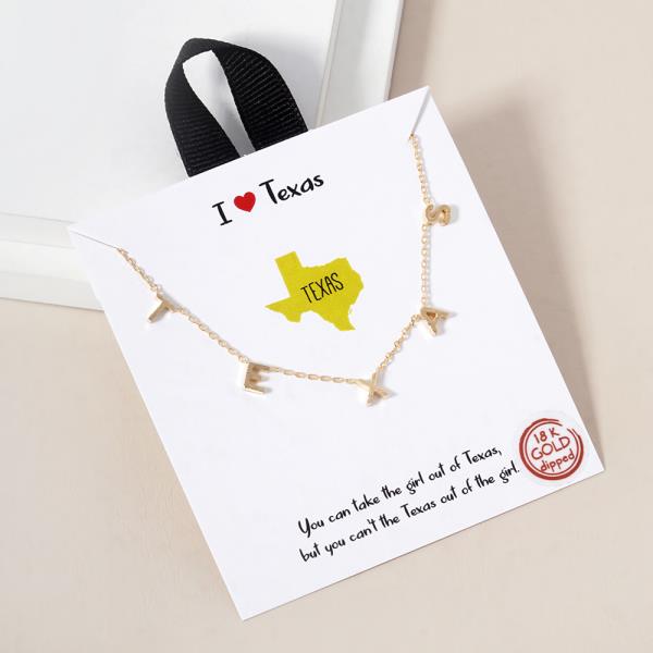 18K GOLD RHODIUM DIPPED I LOVE TEXAS NECKLACE