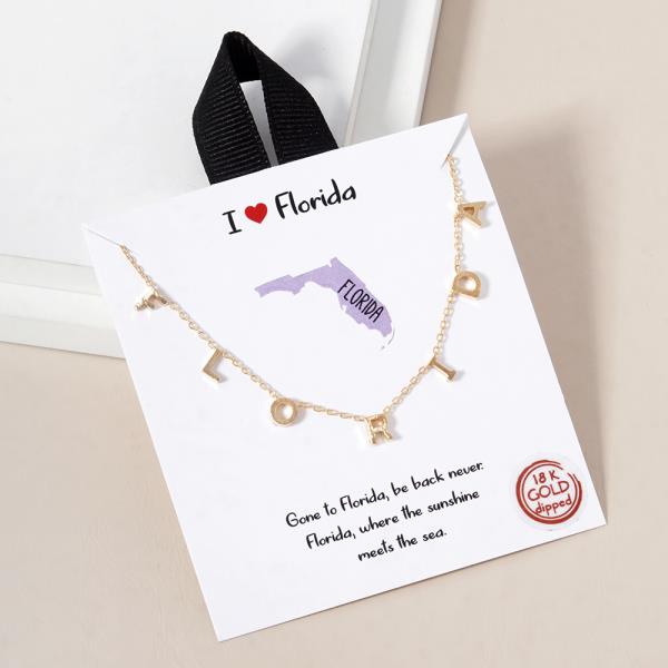 18K GOLD RHODIUM DIPPED I LOVE FLORIDA NECKLACE