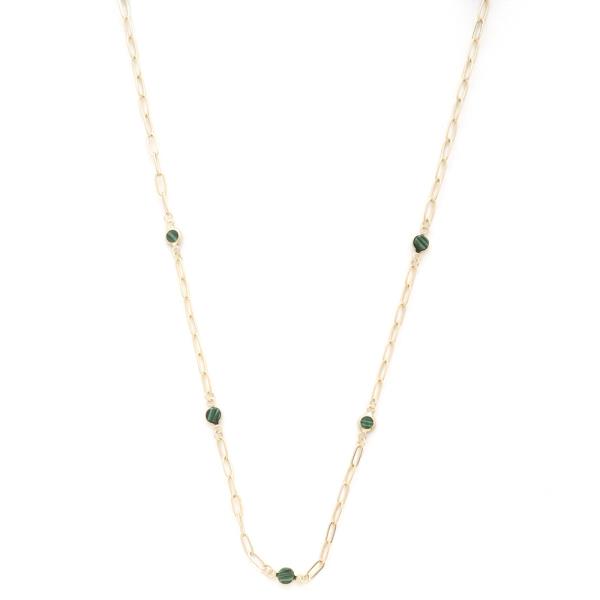 ROUND BEAD OVAL LINK NECKLACE