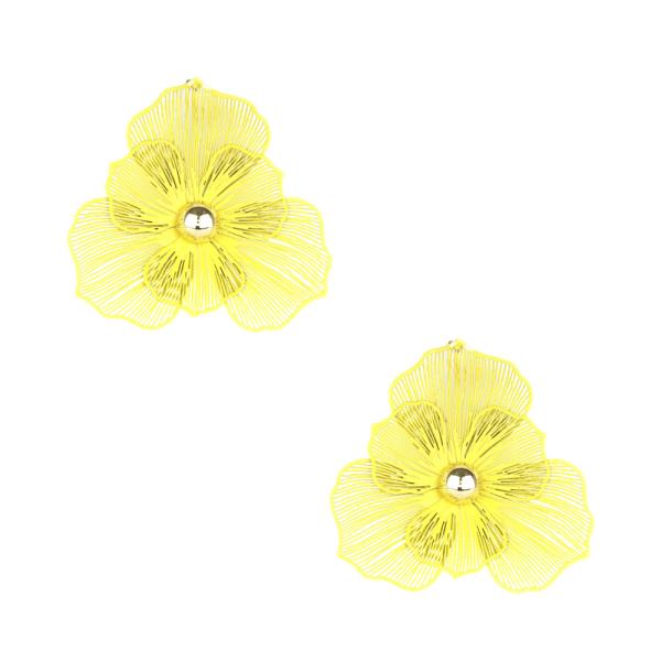 METAL COATING FLOWER POST EARRING