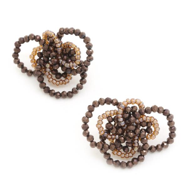 SEED BEAD FLOWER POST EARRING