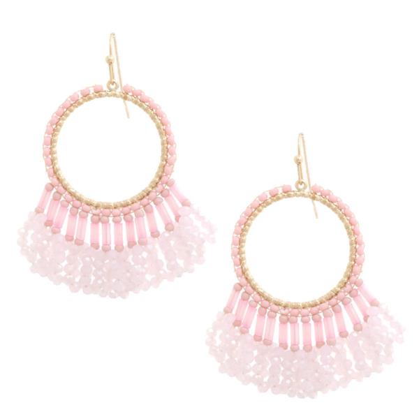 ROUND FAN BEADED DANGLE EARRING