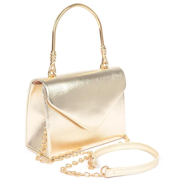 METALLIC METAL HANDLE CROSSBODY BAG