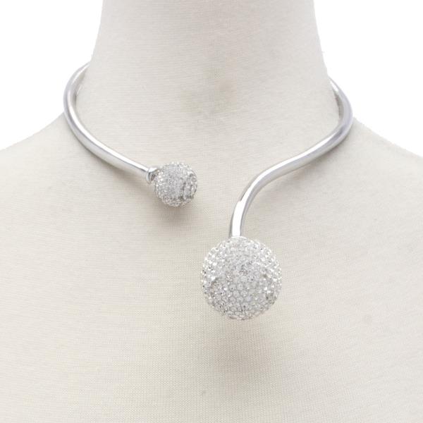 DOUBLE RHINESTONE BALL METAL CHOKER