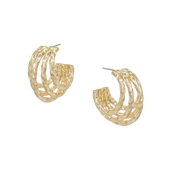 TWISTED TEXTURE MULTI CHAIN HOOP EARRING
