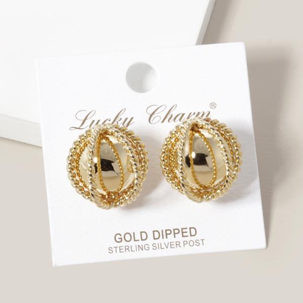 GOLD DIPPED BALL STUD EARRING