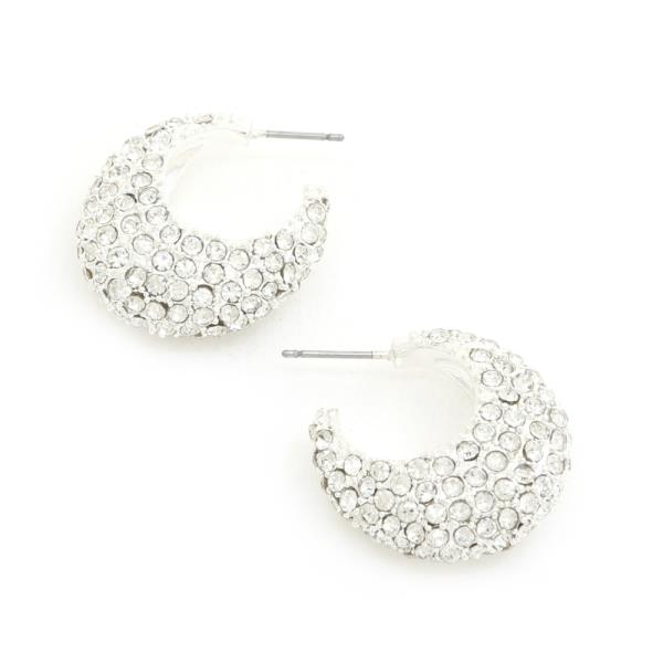 PUFFY RHINESTONE METAL EARRING