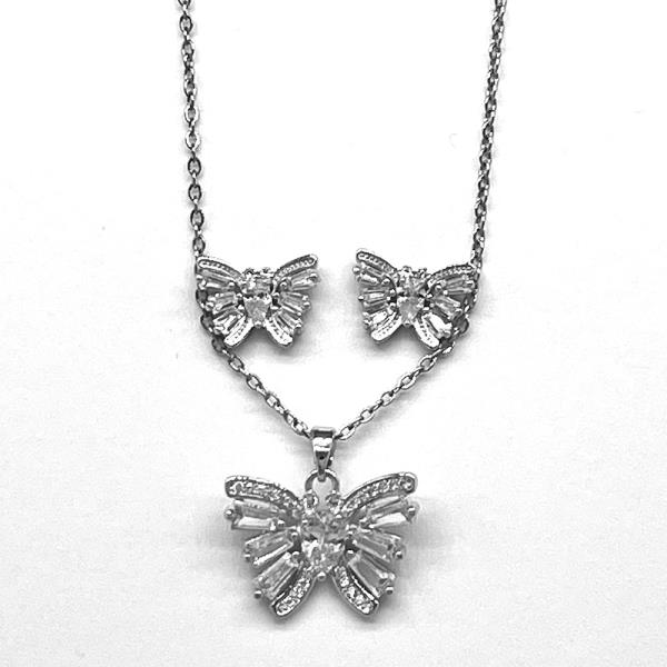 BUTTERFLY RHINESTONE PENDANT NECKLACE