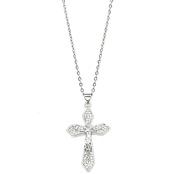 RHINESTONE CROSS PENDANT NECKLACE