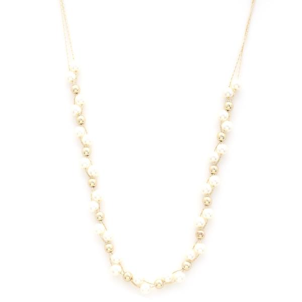 PEARL BALL BEAD TWISTED NECKLACE