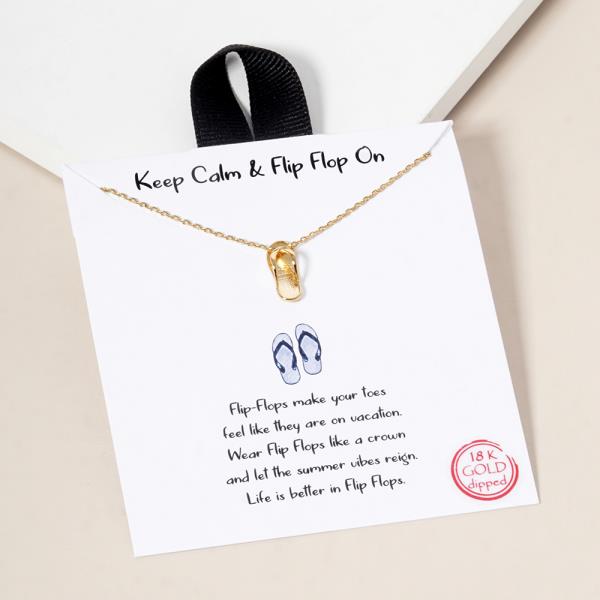 18K GOLD RHODIUM DIPPED KEEP CALM & FLIP FLOP ON NECKLACE