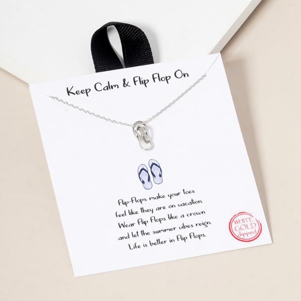 18K GOLD RHODIUM DIPPED KEEP CALM & FLIP FLOP ON NECKLACE