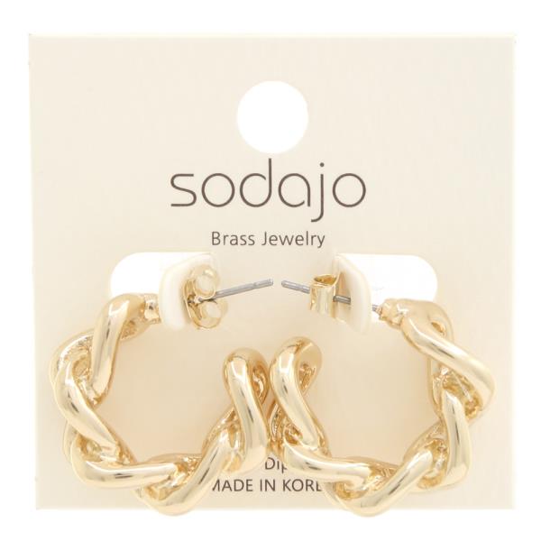 SODAJO TWISTED OPEN CIRCLE GOLD DIPPED EARRING