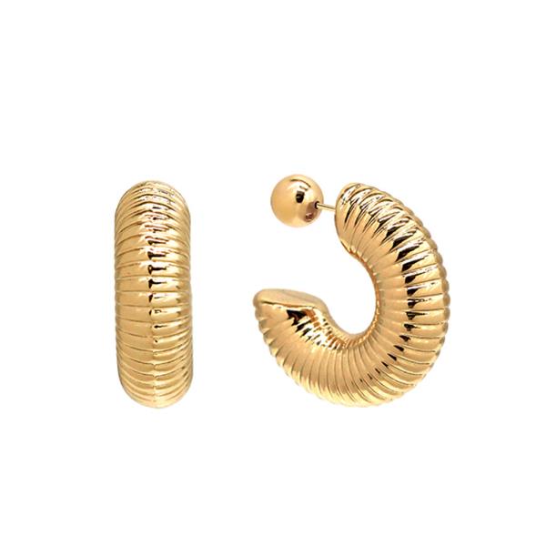 TEXTURED OPEN CIRCLE GOLD DIPPED EARRING