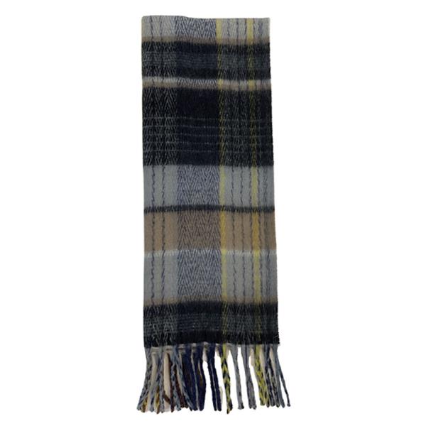 BLACK AND BROWN PLAID SCARF