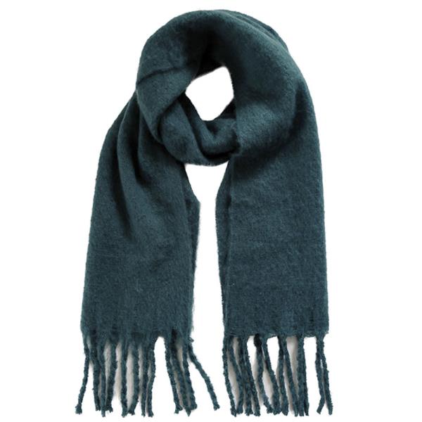 SOLID BOUCLE SCARF WITH FRINGE