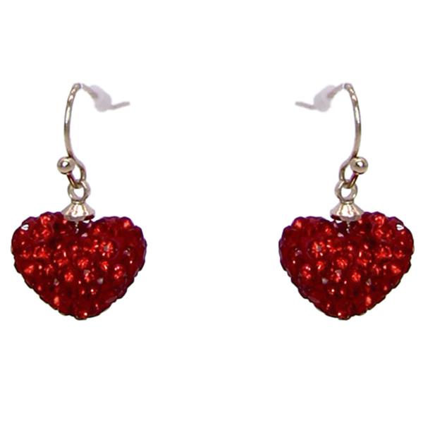 RED CRYSTAL 3D HEART EARRING