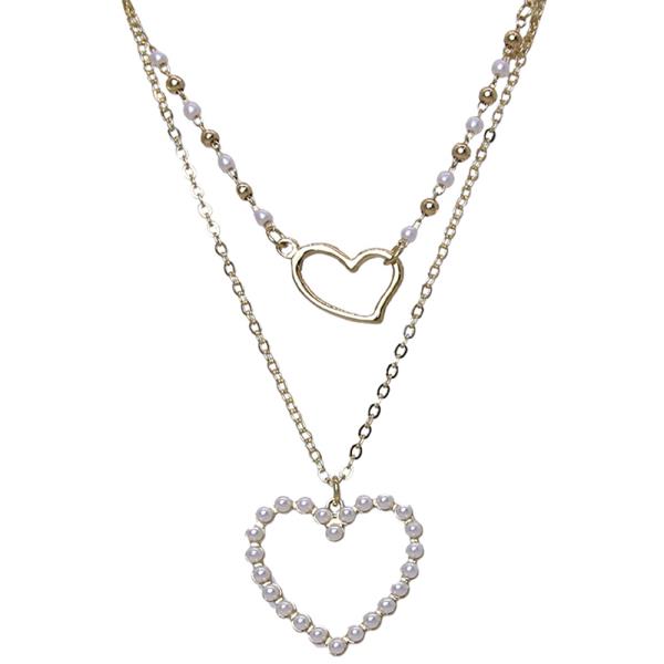 PEARL HEART 2 LAYER NECKLACE