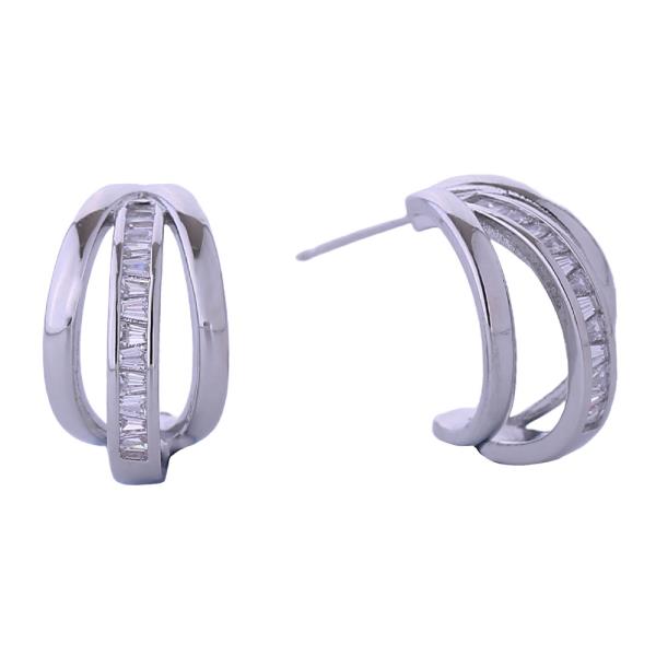 14K GOLD/ WHITE GOLD DIPPED DAILY MIXED TRIPLE HOOP EARRING