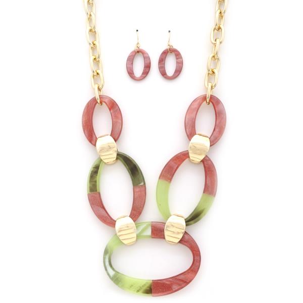TWO TONE OVAL LINK METAL NECKLACE