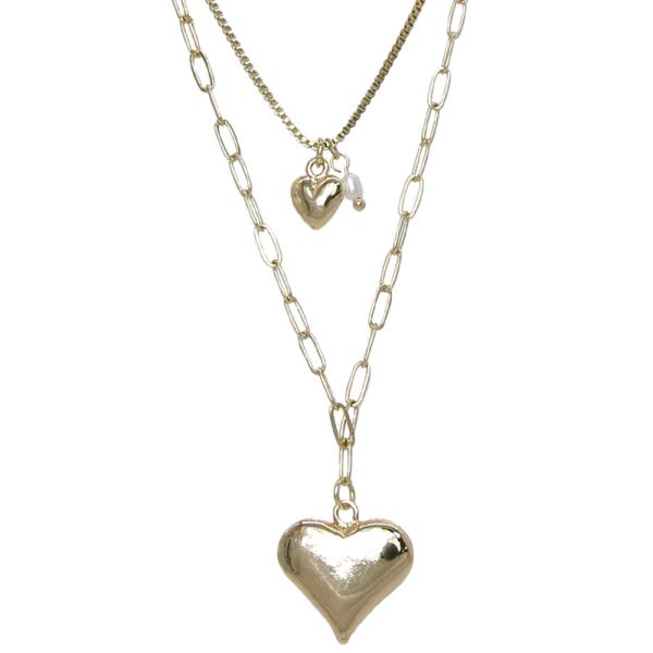 HEART PEARL CHAIN 2 NECKLACE SET