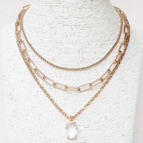 OVAL PENDANT LAYERED NECKLACE