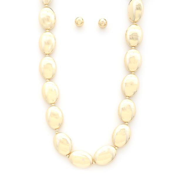 OVAL BEAD METAL NECKLACE