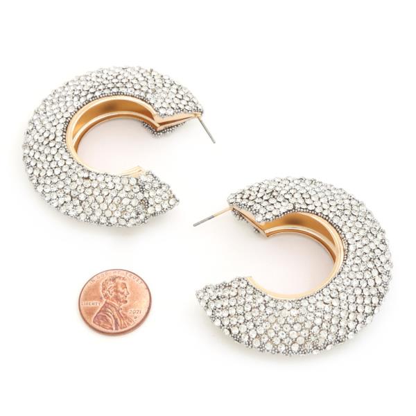 RHINESTONE OPEN CIRCLE EARRING