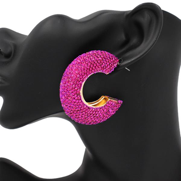 RHINESTONE OPEN CIRCLE EARRING