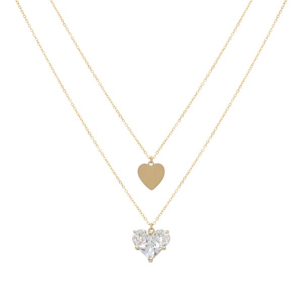 2 ROW HEART PENDANT NECKLACE